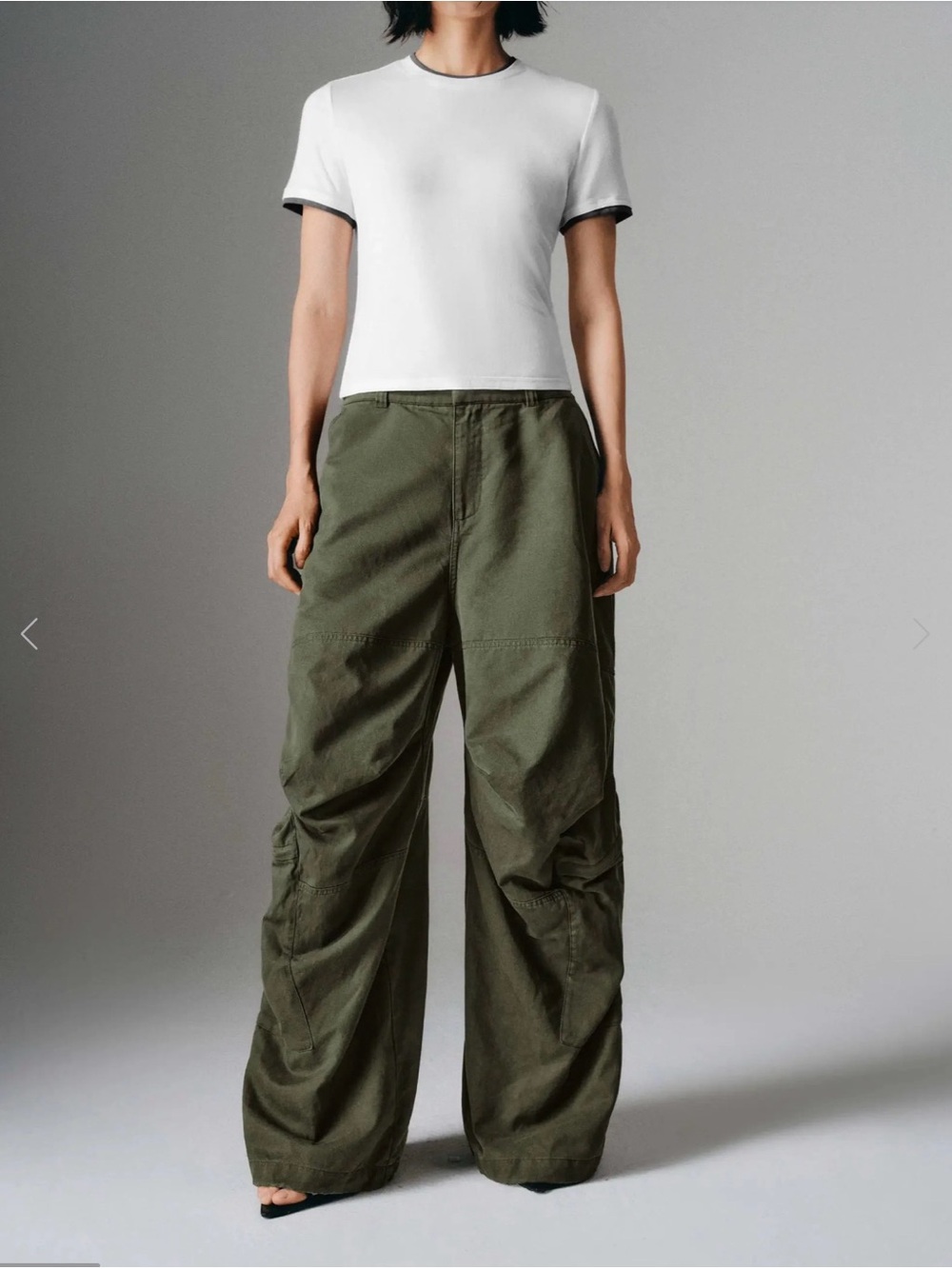 Urban Revivo Cotton Lyocell Elastic Waist Wide Leg Pants-M
